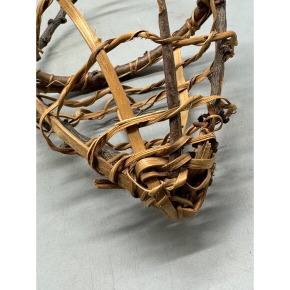 Rustic Handmade Wicker & Twig Wall Basket 11"x5" Used READ - Picture 5 of 6